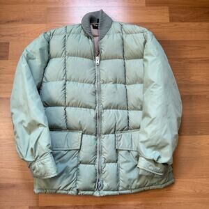 Men's Vintage 70's Tempco Goose Down Gray Quilted Parka Puffer Jacket Sz 46 XL